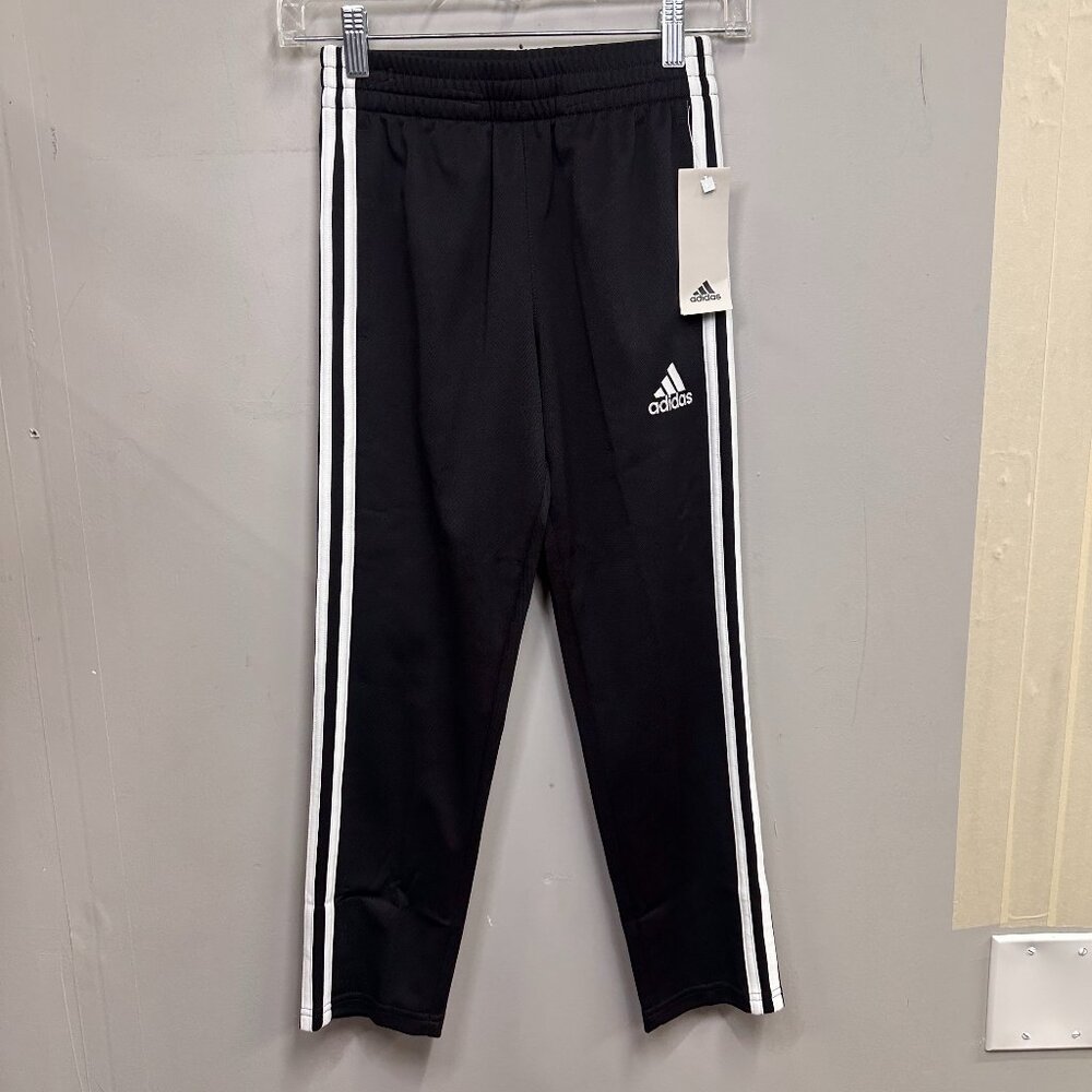 NWT Adidas S (8), M (10/12)‎ Black Youth Trainer Pants Regular Fit 3 Stripe